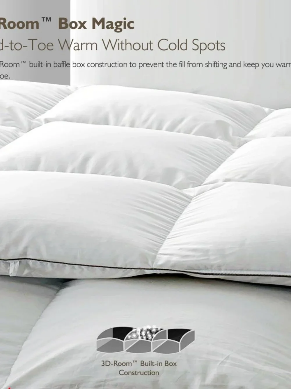 Cobnom Feather Down Comforter Full Size Medium Warm All Season 82x86 Inch White